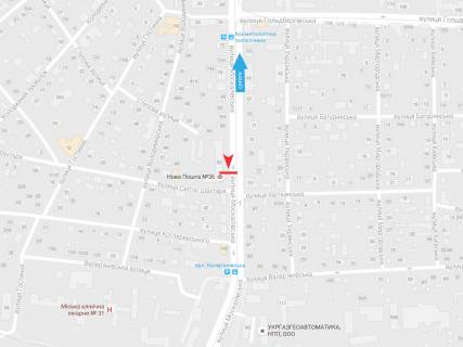 Білборд, Бігборд (Борд)  A у Харкові, 3х6  Москалівська (Жовтневої Революції) вул., 92, з центру схема