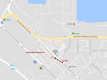 Брандмауэр A в Киеве Межигірська вул., 79А (вихід з метро Т. Шевченка) схема