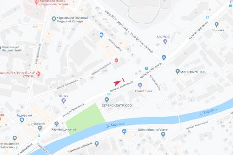 Билборд B в Харькове, 3х6  Шевченка вул. (навпроти будинку № 6), з центру схема