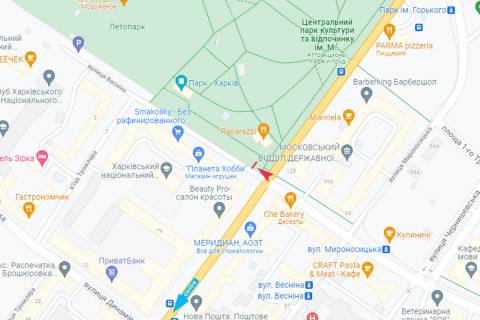 Ситилайт A в Харькове, 1,24х1,84  Весніна вул. - Сумська вул. схема