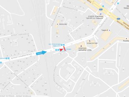 Билборд A в Харькове, 3х6  Гольдбергівська (Першої Кінної Армії) вул., 13, в центр схема