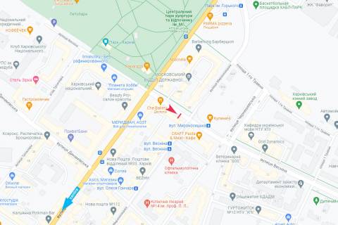 Ситилайт B в Харькове, 1,24х1,84  Весніна вул. - Сумська вул.,128а схема