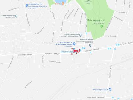 Билборд B в Днепр (Днепропетровск), 3x6  Мирного вул. - Свободи пр., перехрестя схема