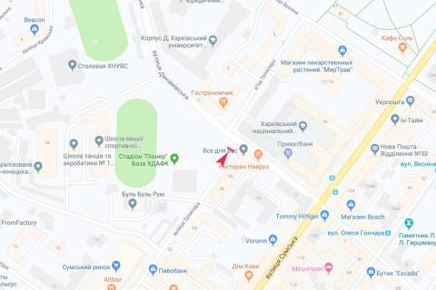Бэклайт B в Запорожье Тринклера ул. - Динамовская ул., из центра схема