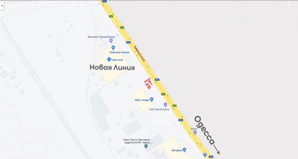 Билборд B в Одессе, 6х3  Киевская трасса схема
