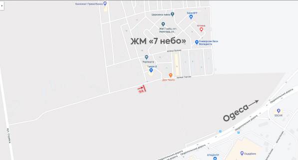Білборд, Бігборд (Борд)  A у Одесі, 5,52х2,87  на території ЖК "7 небо" схема