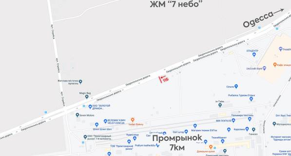 Білборд, Бігборд (Борд)  B у Одесі Дорога c 7 км схема