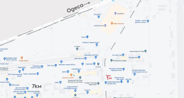 Билборд A в Одессе, 6х3  транспорт рухається з 7 км схема