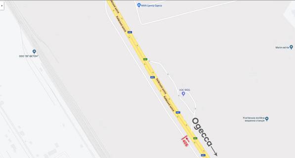 Билборд B в Одеських трасах, 6х3  Киевская трасса схема