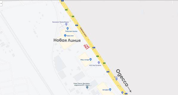 Білборд, Бігборд (Борд)  A у Одесі, 6х3  Київська траса схема
