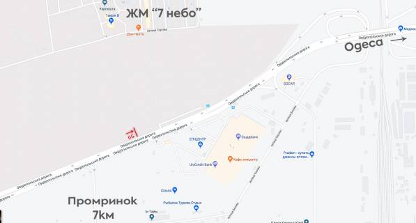 Билборд B в Одессе, 6х3  між Епіецентром та 7 км, транспорт рухається з 7 км у м. Одеса схема