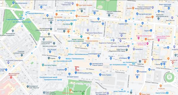 Брандмауэр A в Одессе, 6,7*13,1  вул. Привозна, ТЦ "Новий Привоз" схема