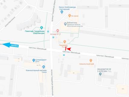 Ситилайт B в Харькове, 1,24х1,84  просп. Ювілейний (П'ятдесятиріччя ВЛКСМ ), 49/8 (2) (остановка Гвардейцев-Широнинцев), в центр схема