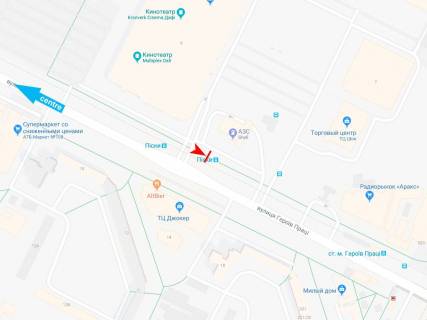 Ситилайт B в Харькове, 1,24х1,84  Героев Труда ул., 9 (2) (остановка Пески), из центра схема