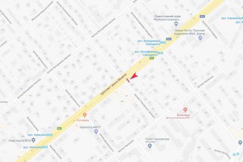 Билборд B в Днепр (Днепропетровск), 3х6  Івана Мазепи (Петровського) просп. -  Полковника Горленка (Революційна) вул. схема