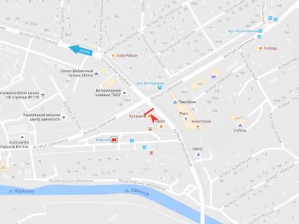 Билборд B в Харькове, 2,88х5,76  Моисеевская ул. - Шевченко ул., в центр   ( VIP ) Размер 5760х2880 схема