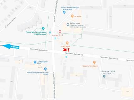 Ситилайт A в Харькове, 1,24х1,84  Юбилейный пр-т, 49/8 (2) (остановка Гвардейцев-Широнинцев), из центра схема