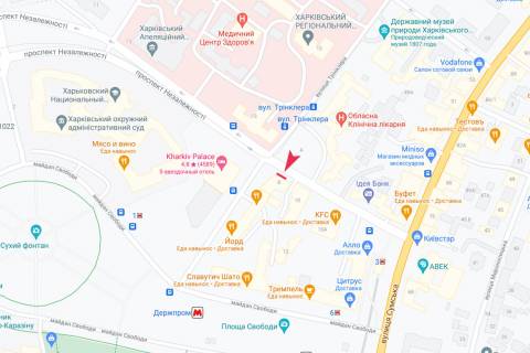 Билборд A в Васильевке, 3х6  Свободы пл., 7, Тринклера ул. - Независимости пр-т, (гост. Харьков)**, ***** (возможна любая высота) схема