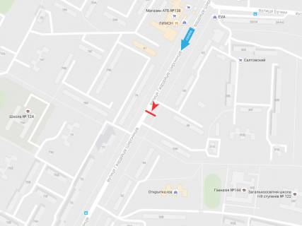Билборд B в Харькове, 3х6  Гвардейцев Широнинцев ул., 58, в центр схема