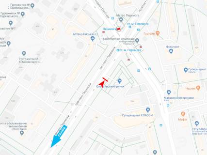 Билборд A в Харькове, 3х6  Перемоги пр-т - Людвіга Свободи пр-т, 43-А, з центру схема