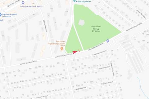 Билборд B в Днепр (Днепропетровск), 3х6  Високовольтна вул. - парк Володі Дубініна схема