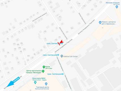 Ситилайт A в Харькове, 1,24х1,84  Академика Павлова ул., 103 (остановка Переулок Салтовский), в центр схема
