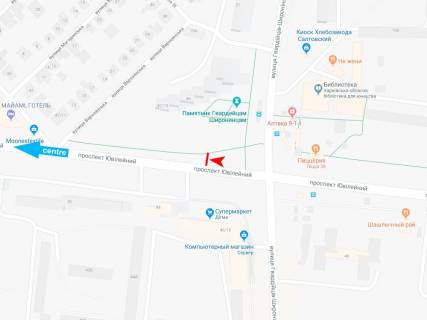 Билборд A в Харькове, 3х6  просп. Ювілейний (П'ятдесятиріччя ВЛКСМ ) 47/19, в центр (віл. Гв.-Широнінців) схема