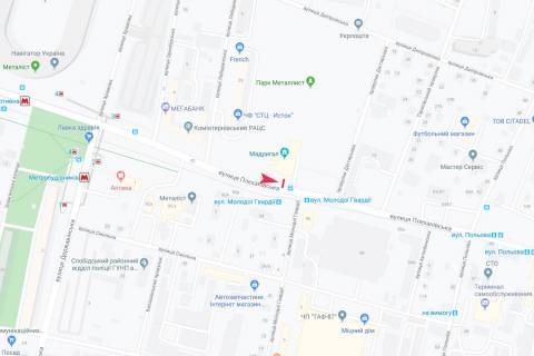 Ситилайт B в Харькове, 1,24х1,84  Плехановская, 77 (остановка "Молодой Гвардии"), в центр схема