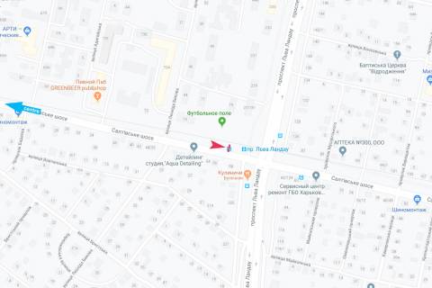 Ситилайт B в Харькове, 1,24х1,84  Салтовское шоссе - просп. Льва Ландау (50-річчя СРСР), 227 (остановка "Льва Ландау"), из центра схема