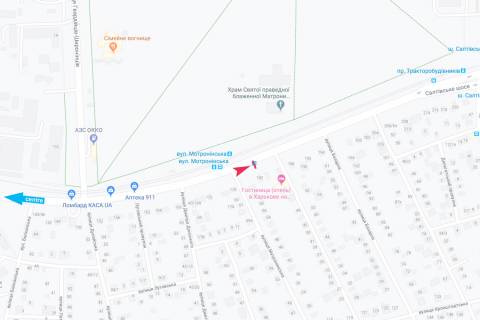 Ситилайт A в Харькове, 1,24х1,84  Салтовское шоссе, 182 (остановка "Мотроненская"), в центр схема