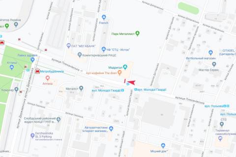 Ситилайт A в Харькове, 1,24х1,84  Плехановская, 77 (остановка "Молодой Гвардии"), из центра схема