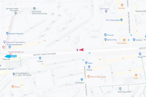 Ситилайт A в Харькове, 1,24х1,84  просп. Байрона (Героїв Сталінграда), 163 (остановка "27-й микрорайон"), в центр схема