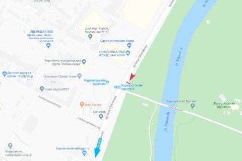 Ситилайт B в Харькове, 1,24х1,84  Шевченко, 272 (остановка "Журавлевский гидропарк"), в центр схема