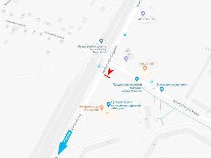 Билборд B в Харькове, 3х6  Леся Сердюка (Командарма Корка) ул., 58 - Ужвий Натальи ул., в центр схема