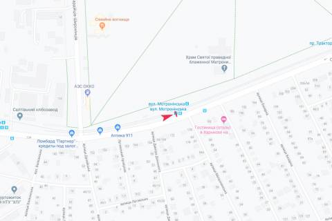 Ситилайт B в Харькове, 1,24х1,84  Салтовское шоссе (напротив дома № 176) (остановка "Мотроненская"), из центра схема