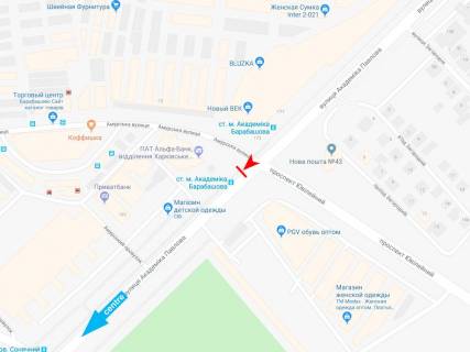 Ситилайт B в Харькове, 1,24х1,84  Академика Павлова ул., 165-В (остановка ст. м. Академика Барабашова), в центр схема
