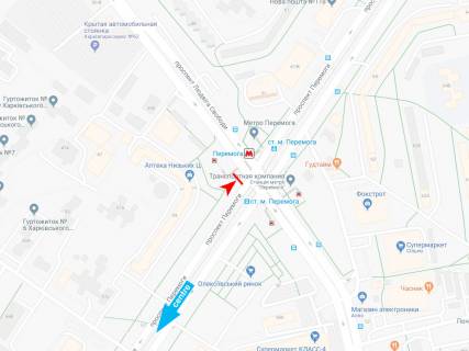 Билборд B в Харькове, 3х6  Перемоги пр-т, 59 - Людвіга Свободи пр-т, з центру схема