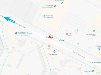 Ситилайт A в Харькове, 1,24х1,84  Героев Труда ул., 9 (1) (остановка Пески), из центра схема