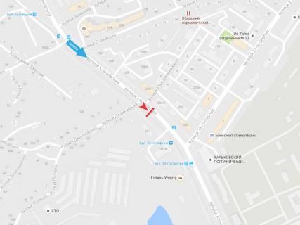 Билборд A в Харькове, 3х6  Клочківська вул. 261, в центр схема