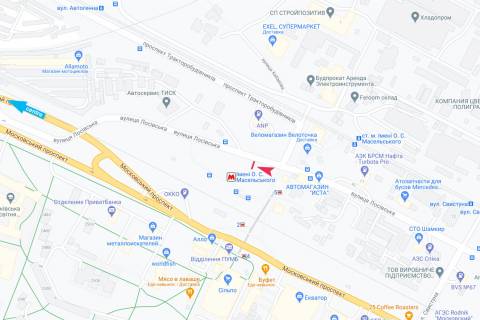 Білборд, Бігборд (Борд)  B у Харкові, 3х6  Лосевская вул. - Тракторобудівників пр-т, в центр схема