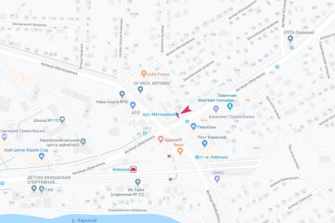 Ситилайт A в Харькове, 1,24х1,84  Шевченко, 167 (остановка "Матюшенко"), в центр схема
