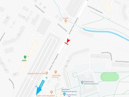 Билборд B в Харькове, 3х6  Леся Сердюка (Командарма Корка) ул., 48/2, в центр (МЖК Интернационалист) схема