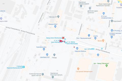 Ситилайт A в Харькове, 1,24х1,84  Плехановская (напротив дома № 121) (остановка "ст.м. "Завод им. Малышева"), из центра схема