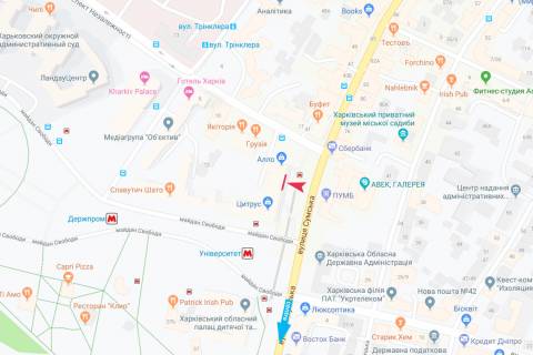 Білборд, Бігборд (Борд)  A у Харкові Сумська вул., 39 схема