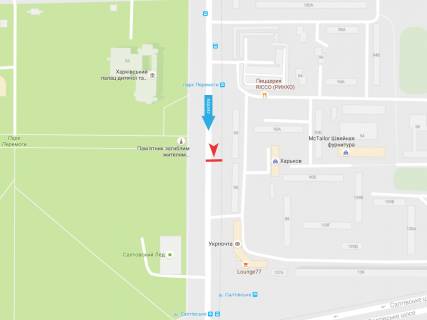 Билборд B в Харькове, 3х6  Тракторобудівників пр-т, 92, в центр схема