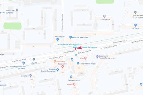 Ситилайт A в Харькове, 1,24х1,84  Салтовское шоссе, 145 (остановка "Руслана Плоходько"), из центра схема