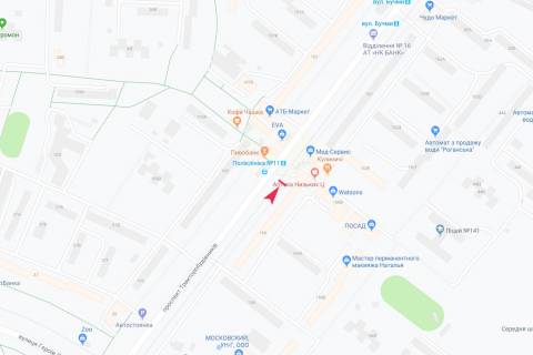 Ситилайт A в Харькове, 1,24х1,84  Тракторостроителей, 160 (остановка "11-я поликлиника"), из центра схема