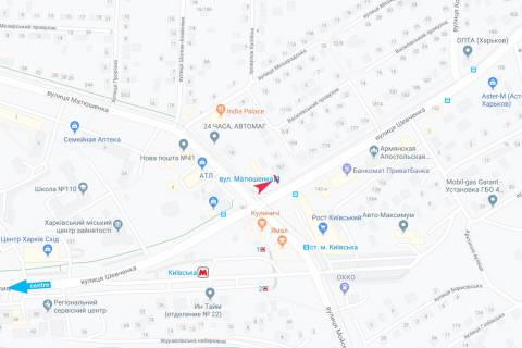 Ситилайт B в Харькове, 1,24х1,84  Шевченко, 167 (остановка "Матюшенко"), из центра схема