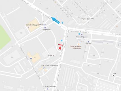 Билборд B в Харькове, 6х3  просп. Льва Ландау (50-річчя СРСР) + просп. Ювілейний (П'ятдесятиріччя ВЛКСМ ) схема
