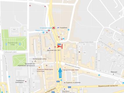 Билборд A в Харькове Конституции пл.,18 - напротив Гор. Совета схема